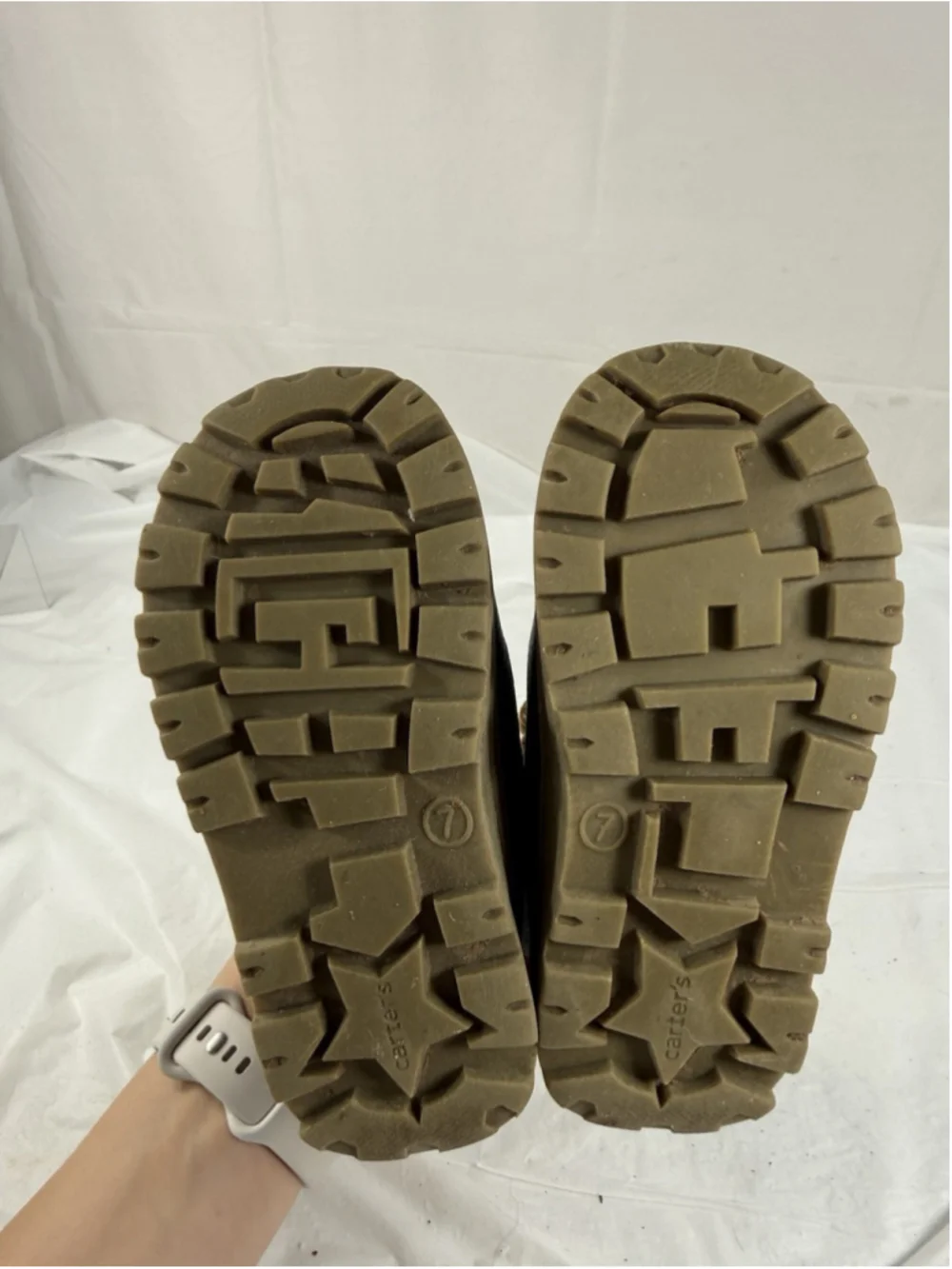 Carter's Freddie Boots Toddler Boys Size 7 Brown Snow Winter Lined Hook Loop
